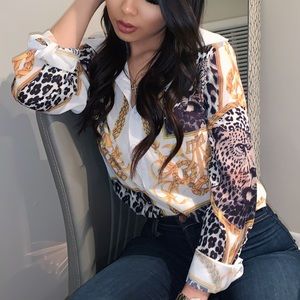 Chain detail button up shirt